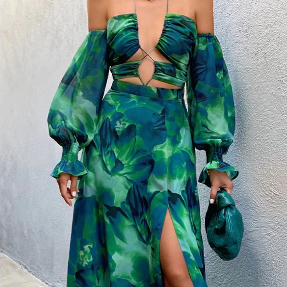 Runaway The Label Karma Maxi Dress ‘Green Floral’ Women’s US 10 NWT